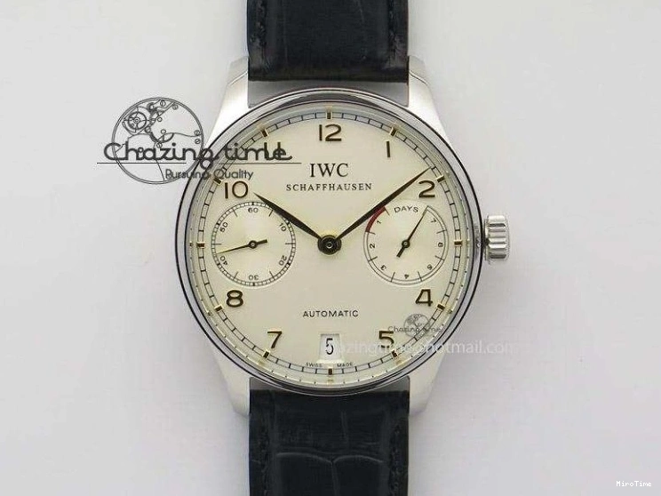 MIROTIME 0121 Portuguese IW545407 Black Dial ZF 1:1 Best Edition On Dark Blue Leather Strap DailyWear 7337